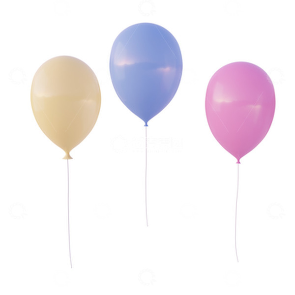 源文件下载【趣麦麦图】3D立体彩色气球浪漫卡通免扣装饰元素