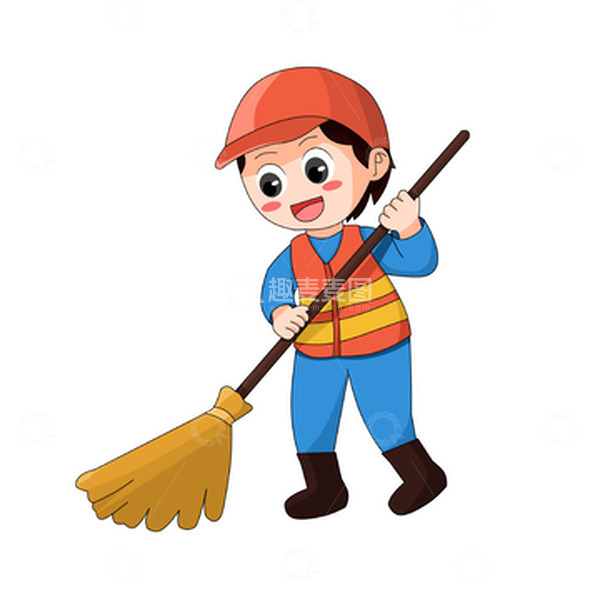 源文件下载【趣麦麦图】环卫工人职业扫地Q版卡通人物元素