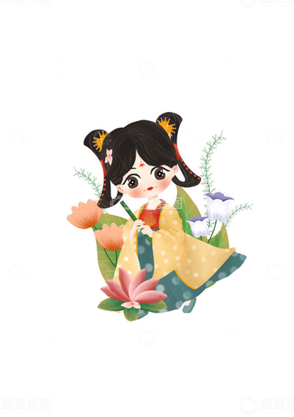 源文件下载【趣麦麦图】妇女节国潮风人物元素