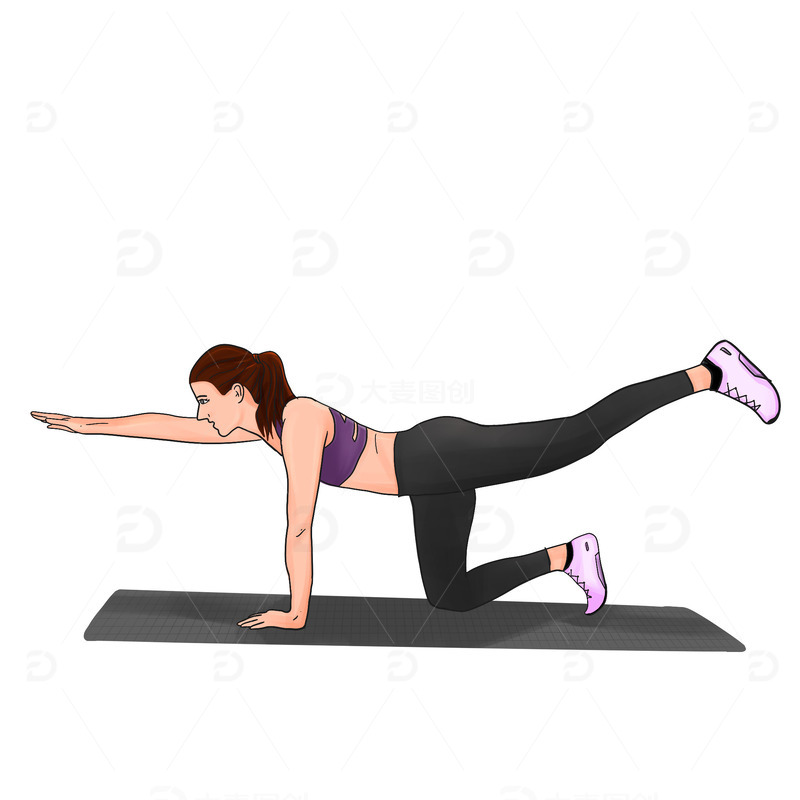 瑜伽垫拉伸运动女生元素