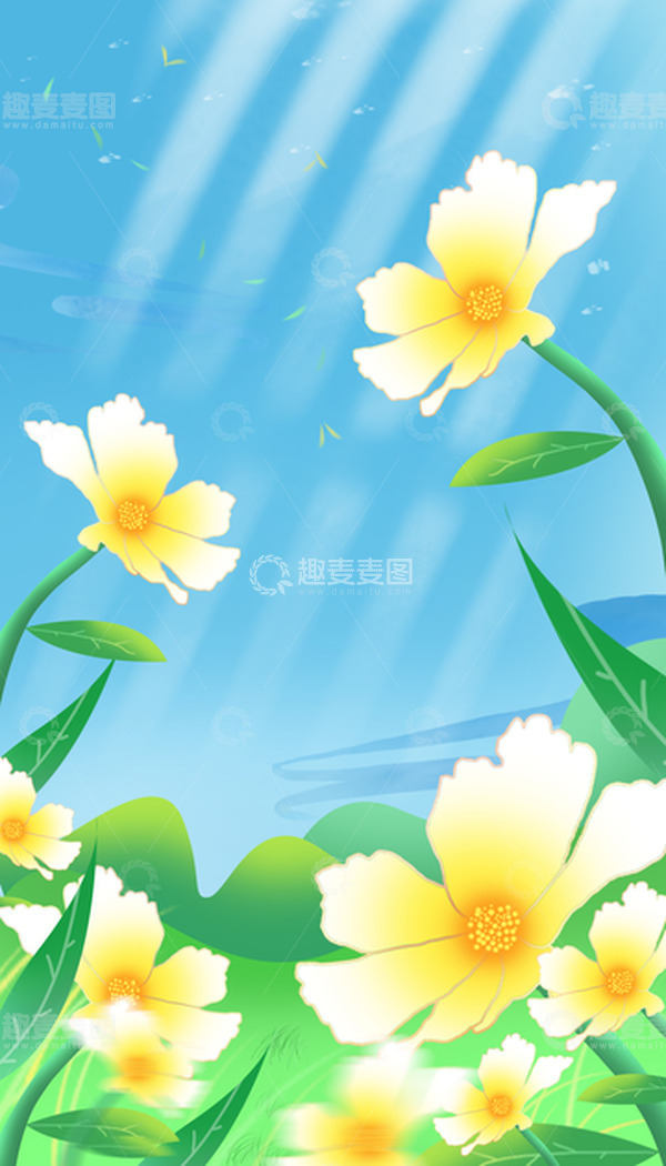 源文件下载【趣麦麦图】惊蛰春天小清新春暖花开风景装饰背景