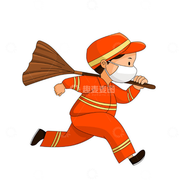 源文件下载【趣麦麦图】-奔跑中的环卫工人人物卡通元素