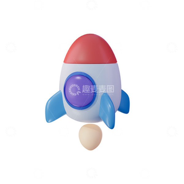 源文件下载【趣麦麦图】3d立体卡通可爱火箭航天TOP免扣素材