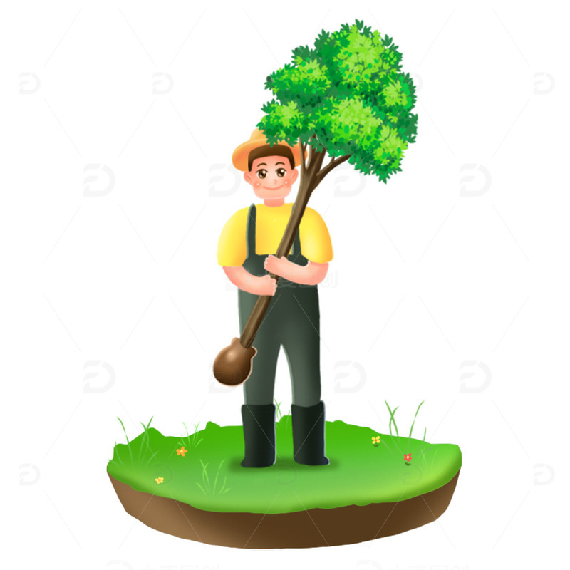 源文件下载【趣麦麦图】植树节，树，人物，种树人