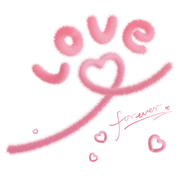 粉色浪漫毛绒love爱心艺术英文字