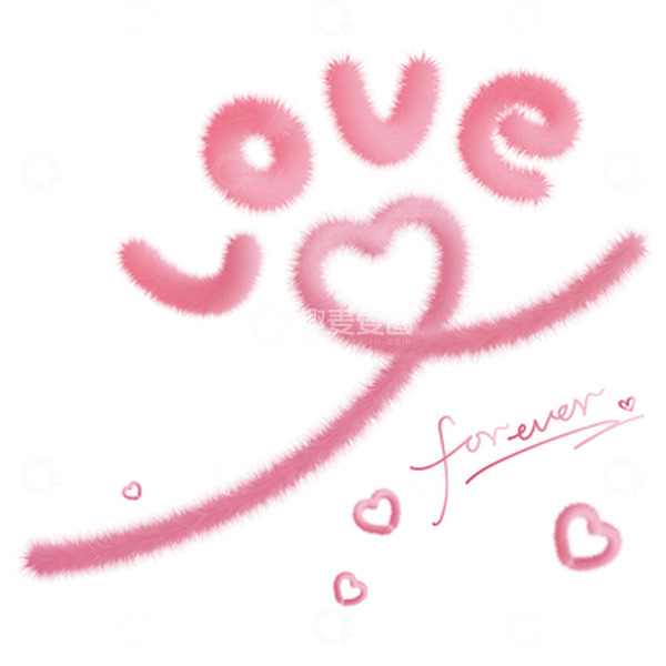 源文件下载【趣麦麦图】-粉色浪漫毛绒love爱心艺术英文字