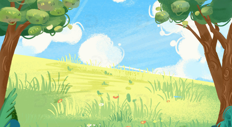 绿色 植树节 手绘风格背景 春天