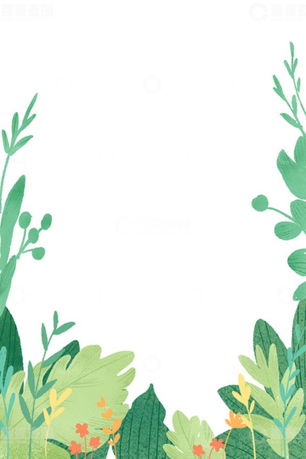 源文件下载【趣麦麦图】扁平风肌理感花草边框