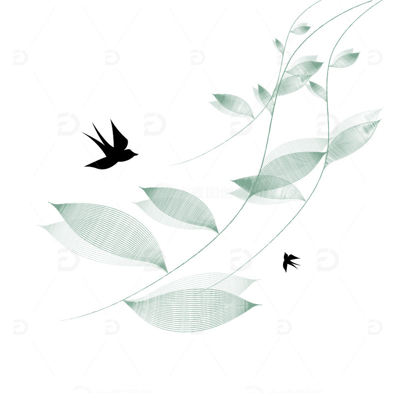 春分时节线稿树叶