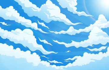 天空蓝天白云云朵太阳动漫天空