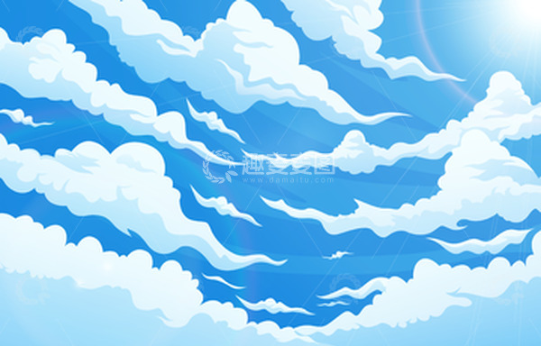 源文件下载【趣麦麦图】天空蓝天白云云朵太阳动漫天空