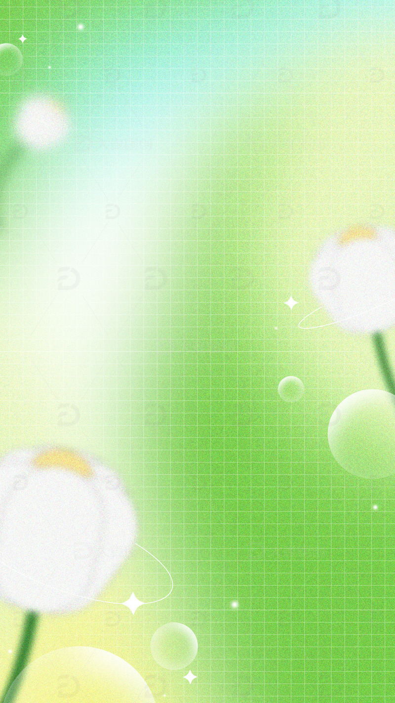 绿色小清新春天花朵扁平弥散风背景