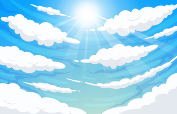 天空蓝天白云云朵太阳卡通天空动漫天空