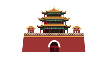 古风建筑扁平风