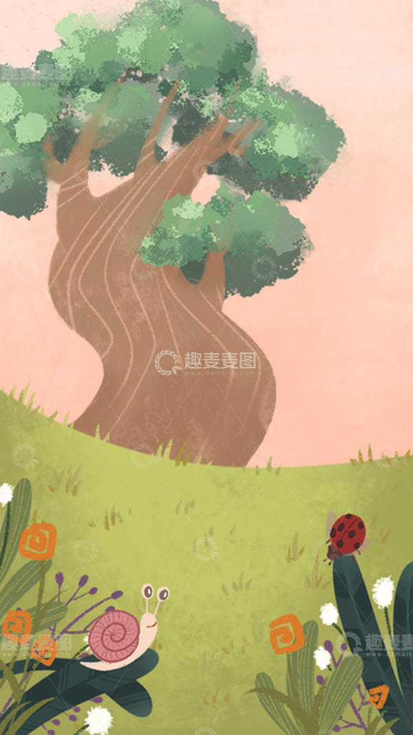 源文件下载【趣麦麦图】春季花草节气风景图