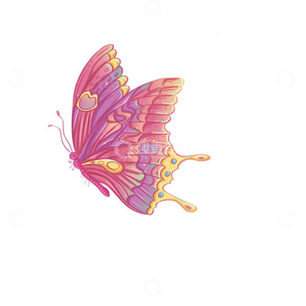 源文件下载【趣麦麦图】-春天春季彩色蝴蝶中国风国潮