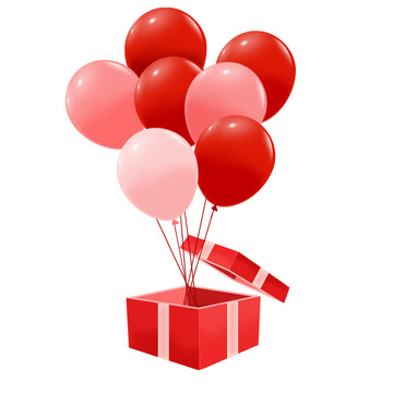 38女神节浪漫红色气球和礼盒