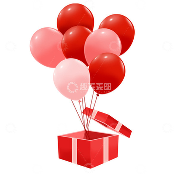 源文件下载【趣麦麦图】38女神节浪漫红色气球和礼盒