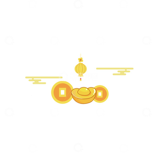 源文件下载【趣麦麦图】红色灯笼云纹元宝金钱币