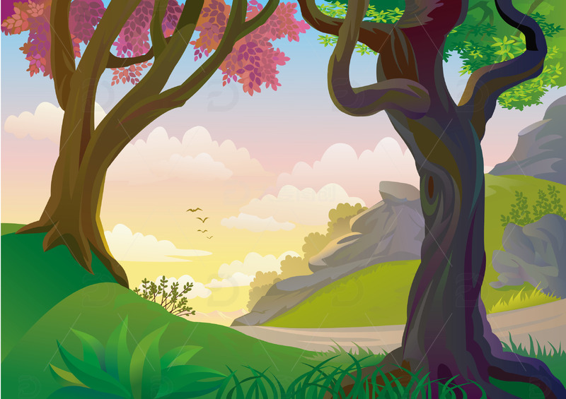 春天春分草地森林树木绿叶春天场景户外场景