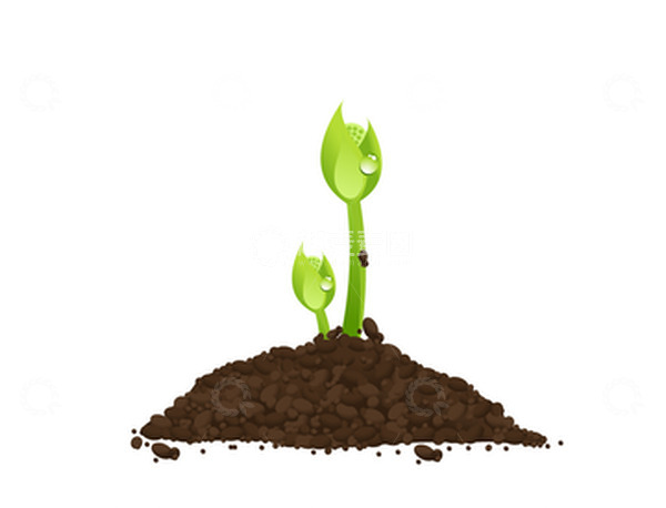 源文件下载【趣麦麦图】-春天绿叶土堆植树节发芽种树