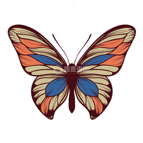 源文件下载【趣麦麦图】-春天蝴蝶卡通蝴蝶昆虫春季春分矢量元素