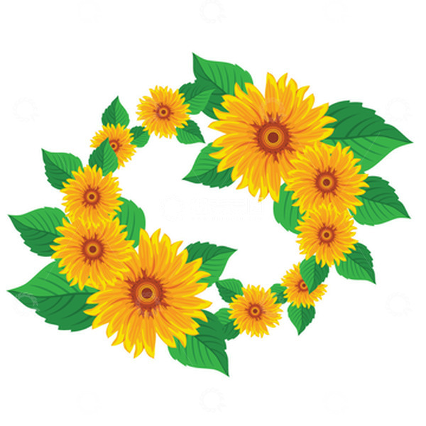 源文件下载【趣麦麦图】-春天春分花朵菊花绿叶花环