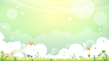 春天卡通春分春季春天场景花朵草地太阳天空