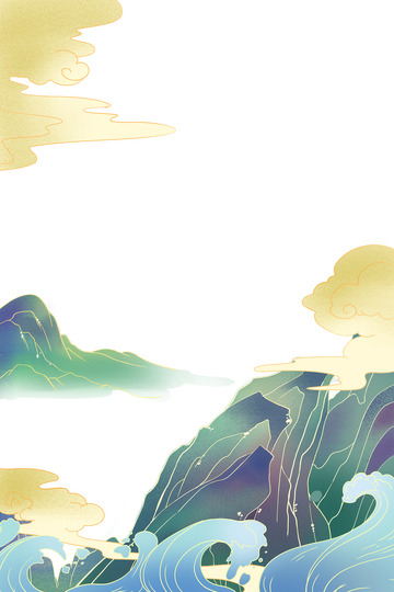 新国风国潮山水元素