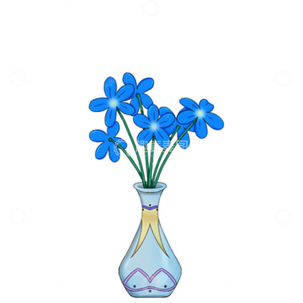 源文件下载【趣麦麦图】花 花瓶 蓝色花