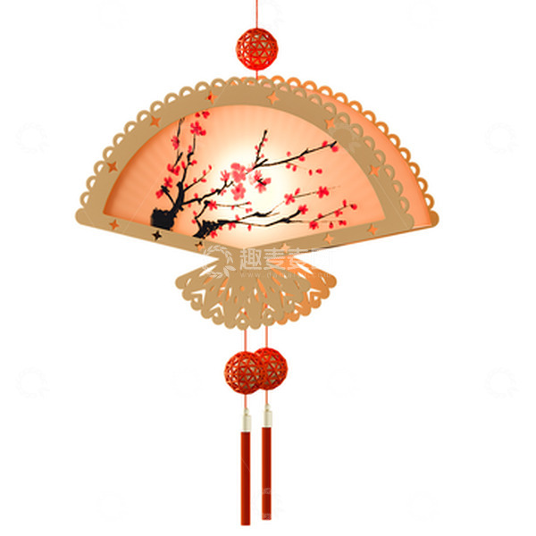 源文件下载【趣麦麦图】春天节日扇子灯笼梅花喜庆
