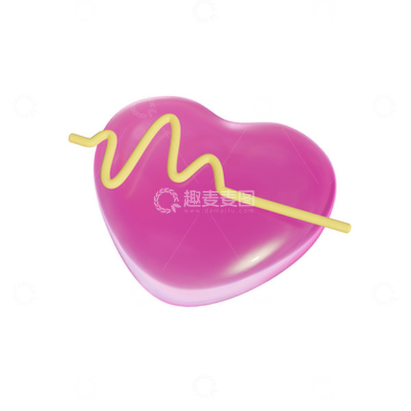 源文件下载【趣麦麦图】3D粉红色心电图心跳浪漫爱心卡通