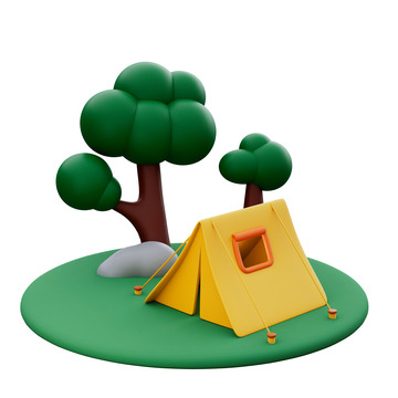 3D春游帐篷露营小场景