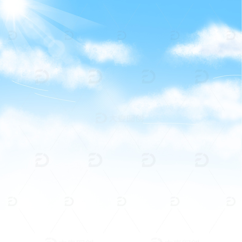 淡雅小清新春天蓝天白云装饰