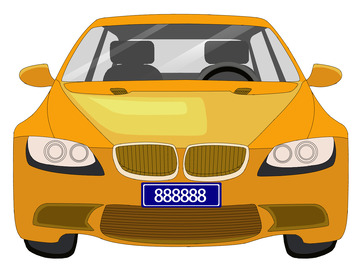 卡通手绘黄色汽车