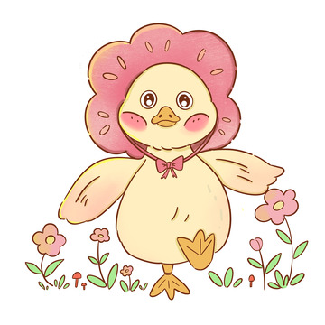 鸭子鸭鸭动物春天手绘