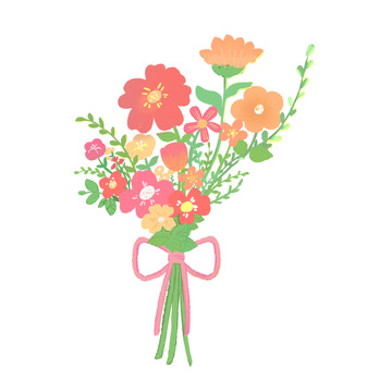 花束花卉春天花朵花妇女节手绘