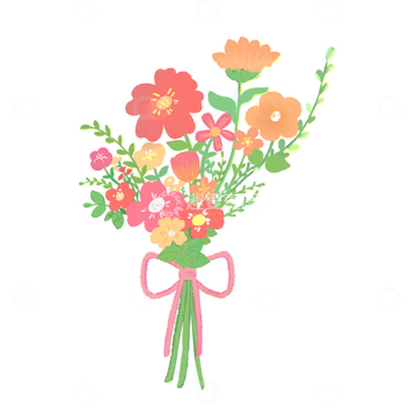 源文件下载【趣麦麦图】-花束花卉春天花朵花妇女节手绘