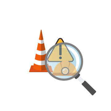 工地交通安全路障锥警示牌放大镜警惕