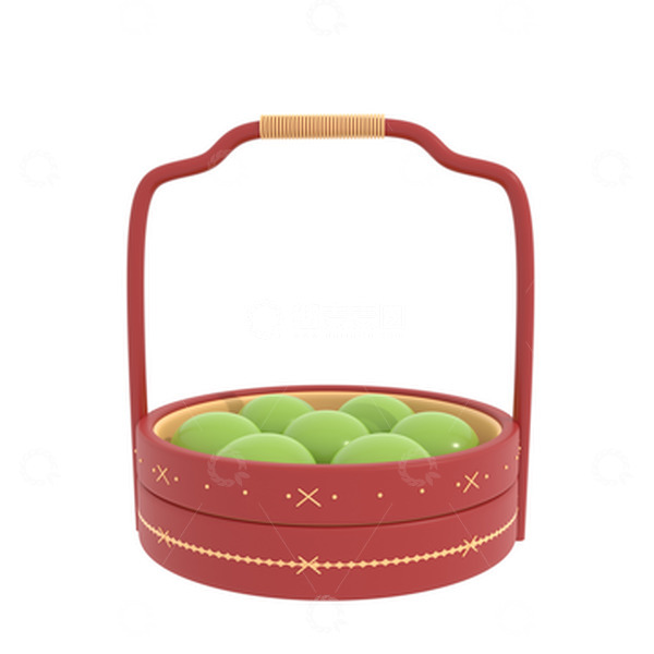 源文件下载【趣麦麦图】清明节青团中式点心木盒3d立体古典美食