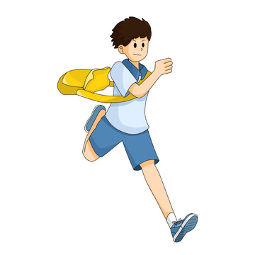 飞奔上学的初中高中少年
