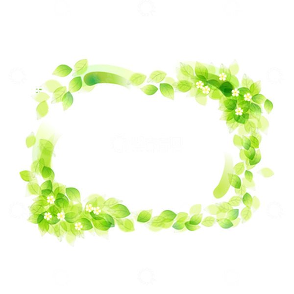 源文件下载【趣麦麦图】-春天春季花环绿叶边框装饰元素树叶