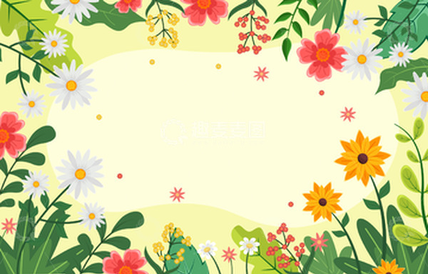 源文件下载【趣麦麦图】-春天春分花朵绿叶花丛花团鲜花