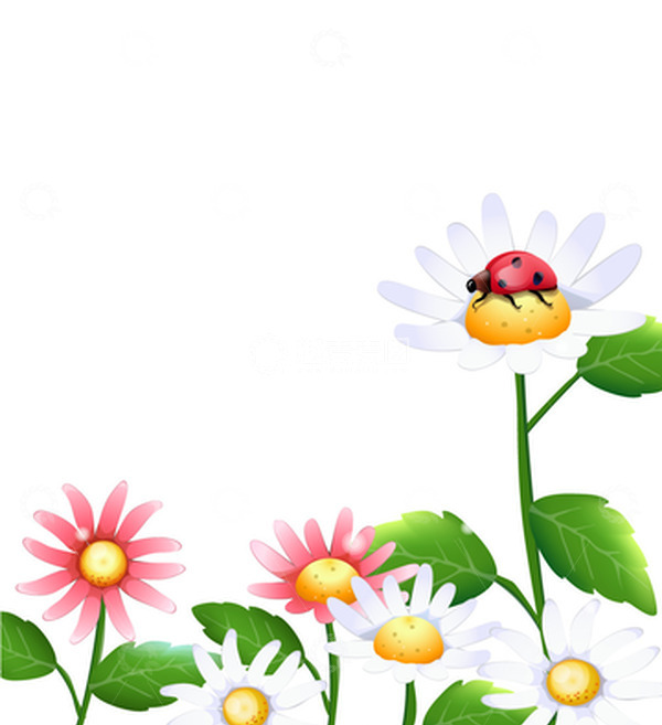 源文件下载【趣麦麦图】春分春季花草草地草坪春游植物鲜花踏春瓢虫