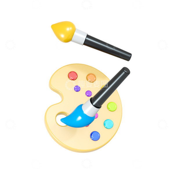 源文件下载【趣麦麦图】C4D写生绘画调色盘元素