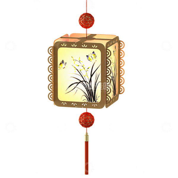 源文件下载【趣麦麦图】兰花中国风创意手工节日灯笼古典