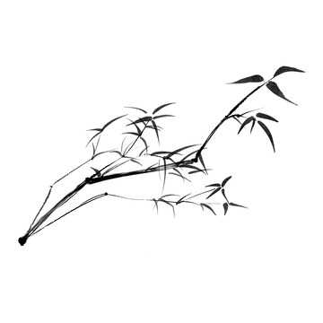 手绘黑色水墨水彩竹子惊蛰植物元素