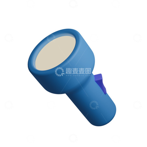 源文件下载【趣麦麦图】3D立体蓝色卡通手电筒发光照明