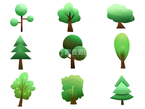 源文件下载【趣麦麦图】手绘肌理风格植物组合