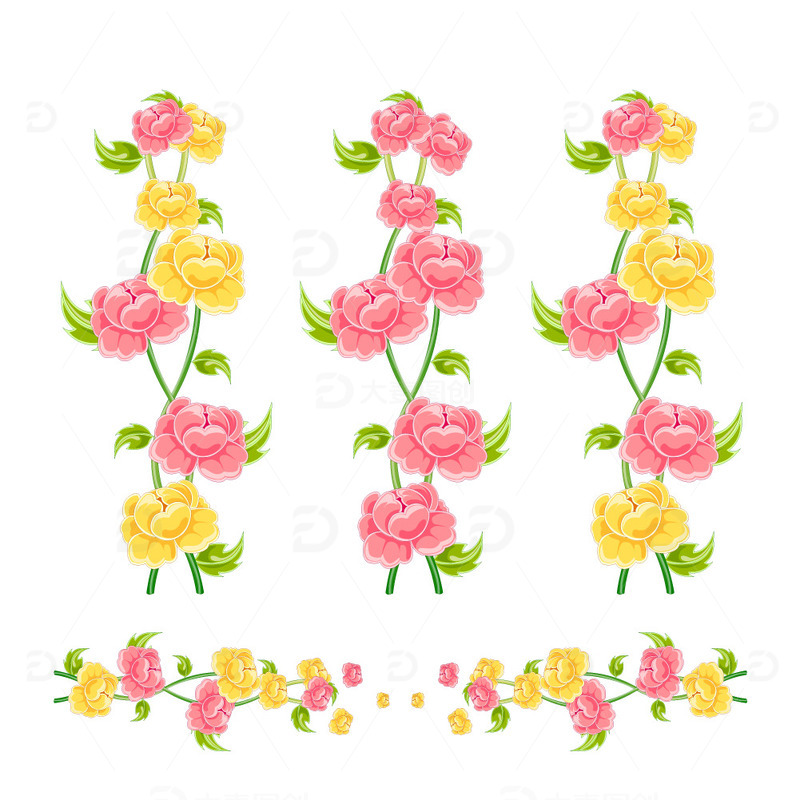 春天春季花朵鲜花藤蔓春天元素